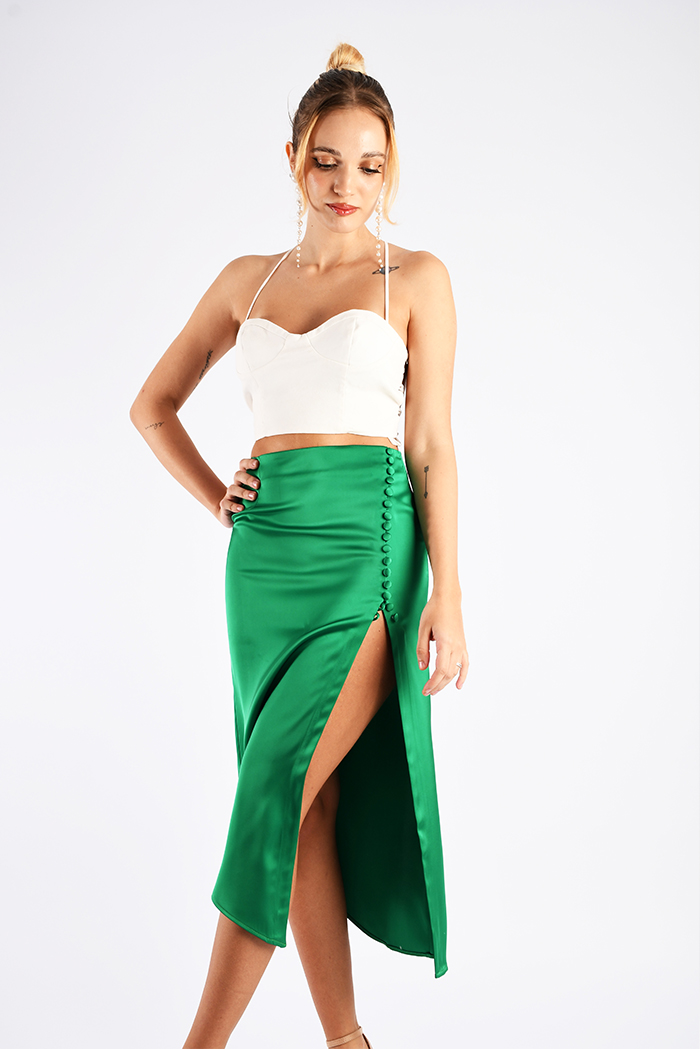 Nissa - Skirt with side slit green