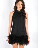 A.Rio Black Swan - Dress with feathers applique