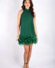 A.Rio Green - Dress with feathers applique green