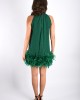 A.Rio Green - Dress with feathers applique green