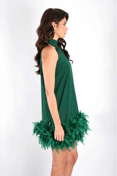 A.Rio Green - Dress with feathers applique green A.Rio Green - Dress with feathers applique green