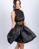 Minelli - Rochie neagra din tafta cu funda detasabila