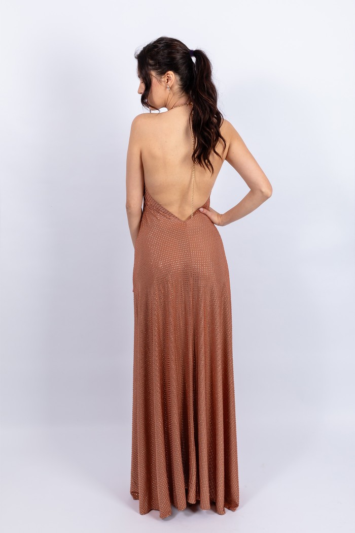 Essa Gold - Rochie lunga cu detaliu inel si spatele gol