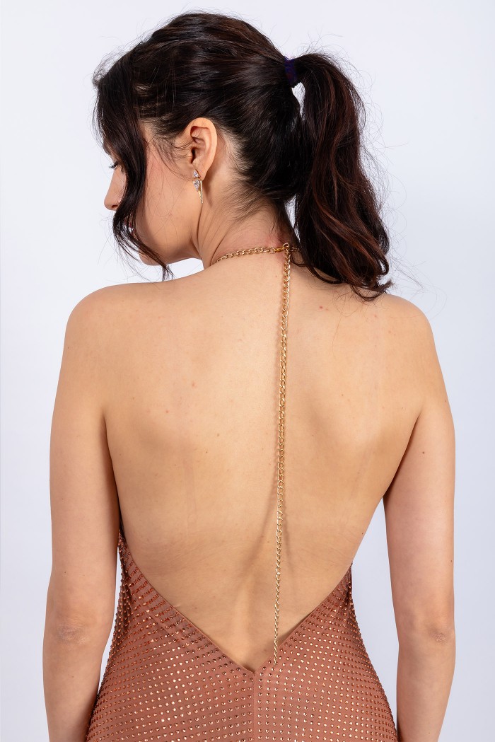 Essa Gold - Rochie lunga cu detaliu inel si spatele gol