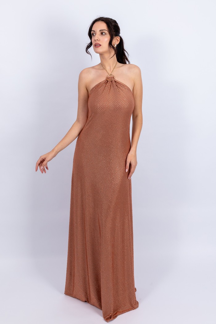 Essa Gold - Rochie lunga cu detaliu inel si spatele gol