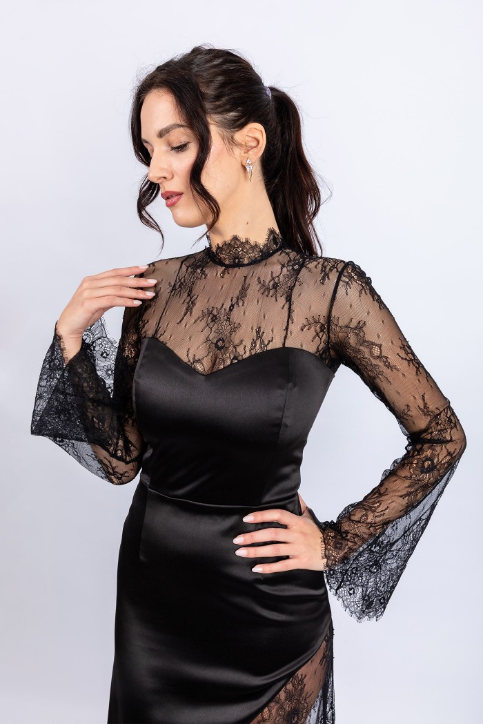 Mirabelle 2.0 - Rochie din tafta si dantela neagra