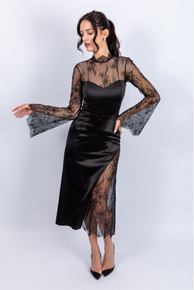 Mirabelle 2.0 - Rochie din tafta si dantela neagra