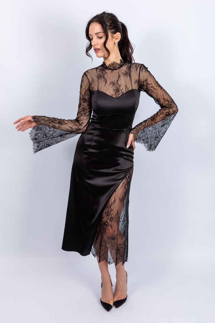 Mirabelle 2.0 - Rochie din tafta si dantela neagra