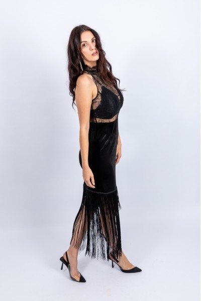 Kylie Dress - Rochie cu dantela si franjuri