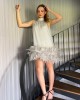 A.Rio - Dress with feathers applique GREY