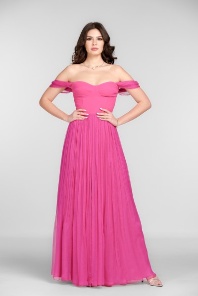 Anastasia Silk Dress - Fuchsia