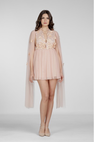 Anya Dress - Rochie din voal de matase cu flori aplicate Anya Dress - Rochie din voal de matase cu flori aplicate