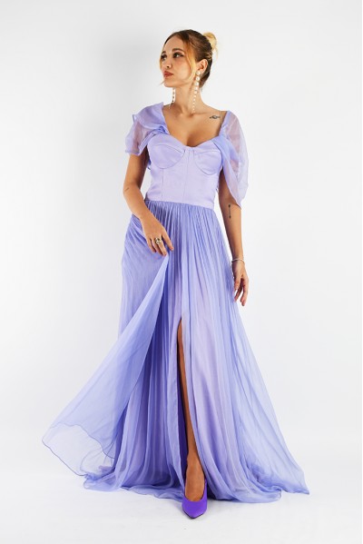 Anastasia - Rochie din voal de matase lila Anastasia - Rochie din voal de matase lila