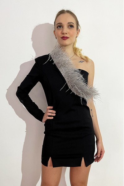 Alessi Wear Rochie cu pene gri