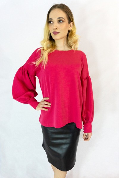 Bella - Camasa din in cu maneci bufante fuchsia Bella - Camasa din in cu maneci bufante fuchsia